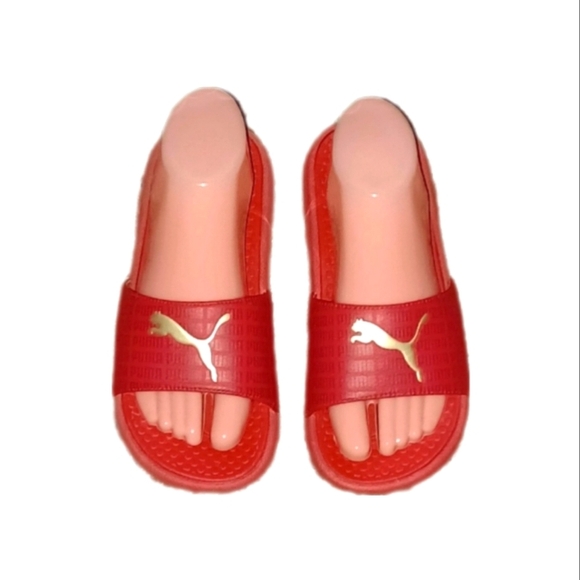 Puma Red Women's Slip-On Slide Flip Flops - Picture 1 of 6